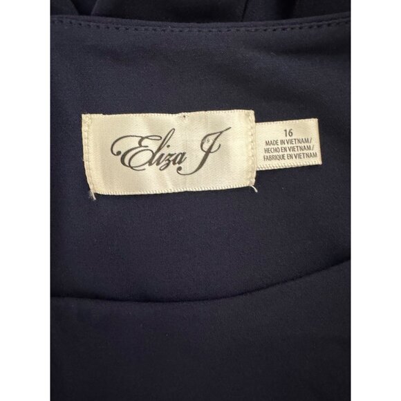 Eliza J Navy Blue Dress Bell Sleeves Pockets Size 16 Career Work Office Plus Sz - Picture 7 of 8